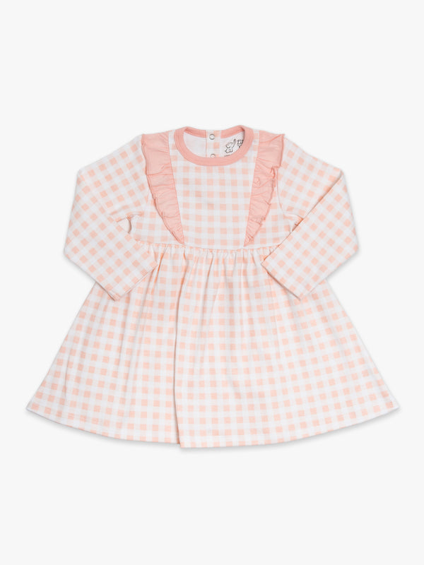 Organic Cotton Ruffled Dress - Pink Gingham