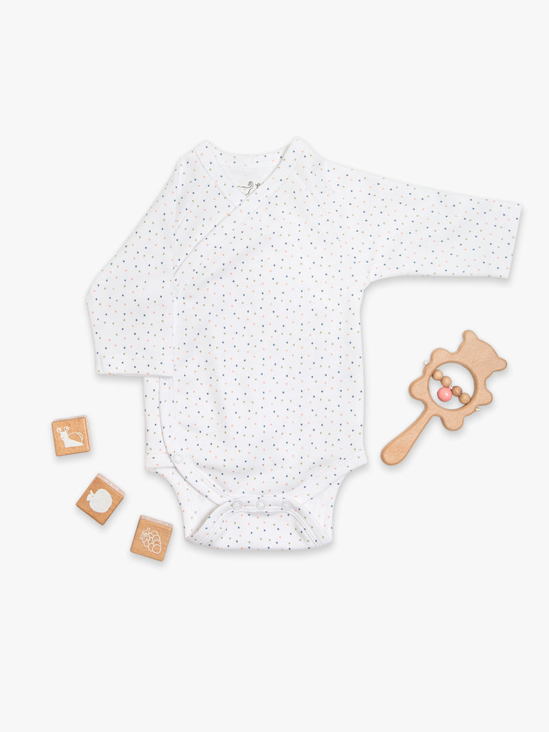 Organic Cotton Kimono Bodysuit - Polka dots